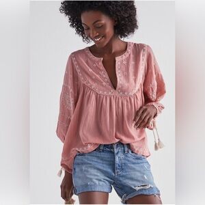 Lucky Brand pink peasant top